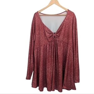 2/$15 Woman's Speckled Red And White Flowy Long Sleeve Blouse/Top- Size 5X